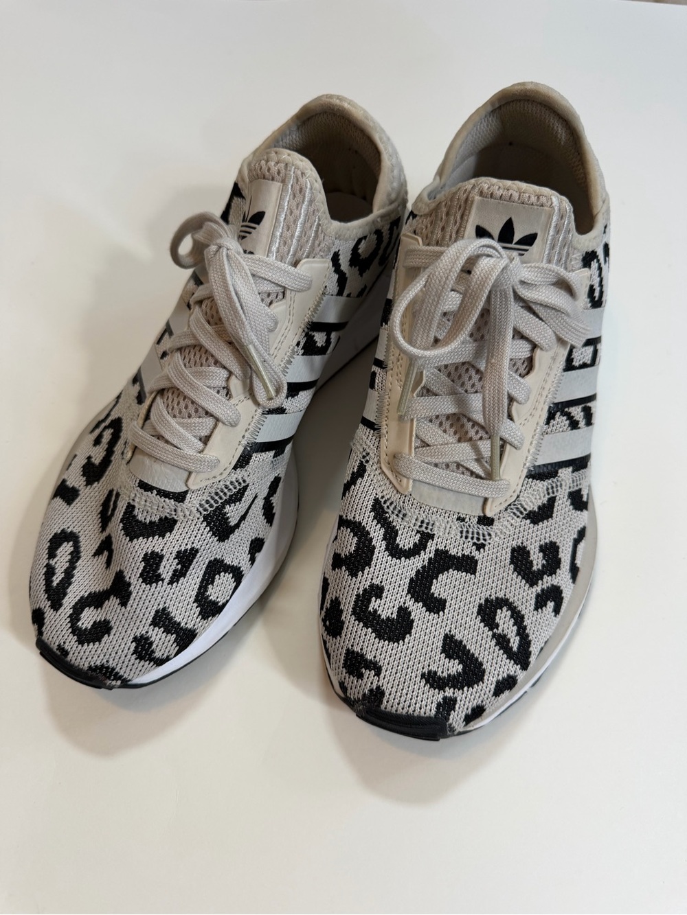 Adidas Women's Grey and Black Leopard Print Sneakers